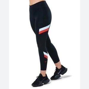 Nike Training colourblock stripe 7/8 leggings in black